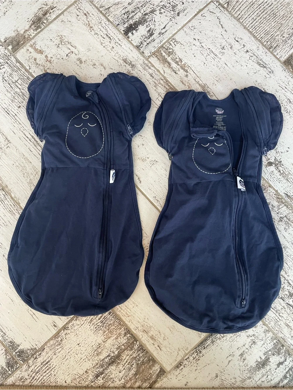 Nested Bean Navy Double Pack Swaddle Sleep Sacks with Zippers